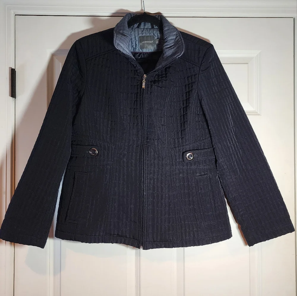 Lanesboro Dark Blue Quilted Zip Up Jacket L